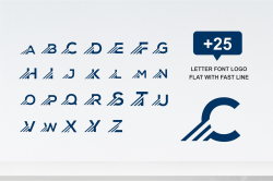 25 letter font logo with fast line