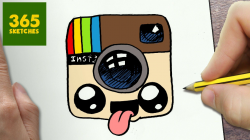 HOW TO DRAW A LOGO INSTAGRAM CUTE, Easy step by step drawing ...