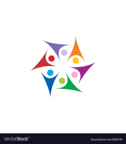 Circle star people group colorful connect joy logo