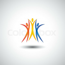 Happy, joyous people jumping together ... | Stock vector ...