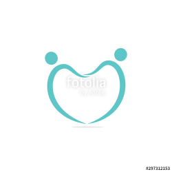 Love heart couple logo design. Vector represents romantic ...