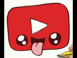 como dibujar el logo de youtube kawaii !!