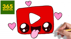 COMO DIBUJAR LOGO YOUTUBE ENAMORADO KAWAII PASO A PASO - Dibujos kawaii  fáciles