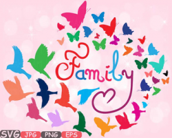 Family birds & Butterflies butterfly love clipart svg heart Valentine\'s  -538s