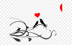 Love Birds Vector Black And White Clipart (#196945) - PinClipart