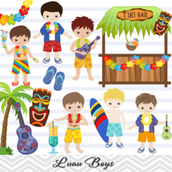 Digital Luau Boy Clip Art, Hawaii Boy Clipart, Tiki Clip Art, Hawaii Clip  Art