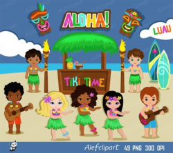 Luau Clipart, Hawaii Clipart, Hula Girl ClipArt , Aloha Clipart, Tiki  Clipart,