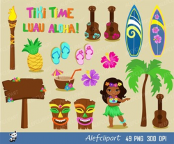 Luau Clipart, Hawaii Clipart, Hula Girl ClipArt , Aloha Clipart, Tiki  Clipart,