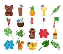 TIKI CLIPART - tropical cocktail bar icons - tiki bar ...