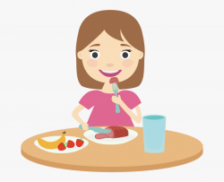 Lunch Vector - Clipart Girl Eating Breakfast , Transparent ...