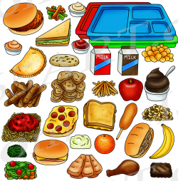 Cafeteria Food Clipart Graphics Set - Build A Lunch Tray