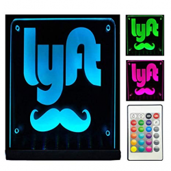 Lyft Sign LED Light Logo Decal Glow Accessories Remote Intelligent Control  16 Luminous Colors 4 Control Modes Uber Lyft Logo Sign Glowing Light Up ...