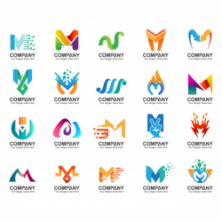 Letter m logo set, business identity icons, abstract letter ...