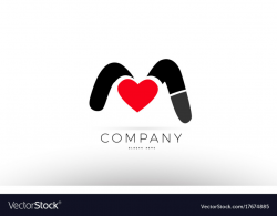 M alphabet letter logo icon with love heart