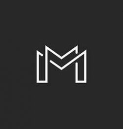Letter m logo or two modern monogram symbol mockup vector ...