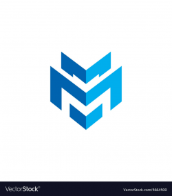Abstract shape letter M technology logo