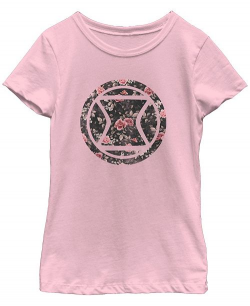 Marvel Big Girls Black Widow Logo Floral Pattern Icon Short ...