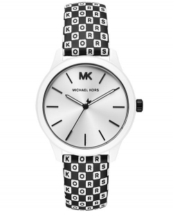 Michael Kors Women\'s Slim Runway Black White Logo ...