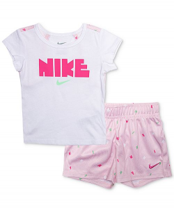 Nike Toddler Girls 2-Pc. Logo-Print T-Shirt & Printed Shorts Set