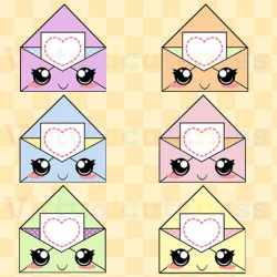 Kawaii Pastel Mail Clip Art Happy Mail Clipart by ...