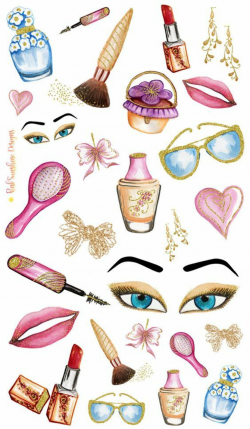 GLITTER and MAKEUP Clipart Stickers Planner Stationery by ...