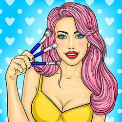 Pop Art Pretty Girl Holding A Brush For Make Up, Pop, Woman ...