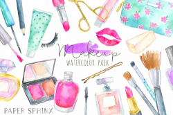 Watercolor Makeup Cosmetics Clipart ~ Illustrations ...
