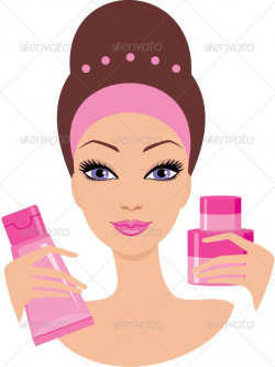 Beautiful young woman with a cosmetics set in 2019 ...