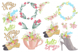 Hand-Painted Clipart, Spring Clipart, Girls Clipart, March Clipart ...