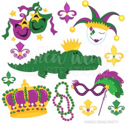 Mardi Gras Party Cute Digital Clipart, Mardi Gras Clip Art