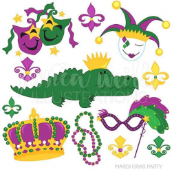 Mardi Gras Party Cute Digital Clipart, Mardi Gras Clip art ...
