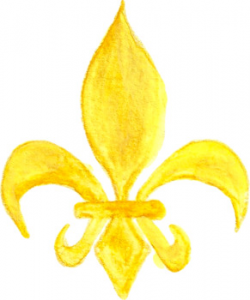 Hand Painted Watercolor Mardi Gras Fleur de Lis Clip Art