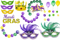 Mardi Gras watercolor set in Illustrations on Yellow Images ...