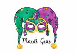 Green and Purple Watercolor Mardi Gras Festival Mask Vector ...