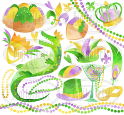 Watercolor Mardi Gras Clipart By Digitalartsi ...