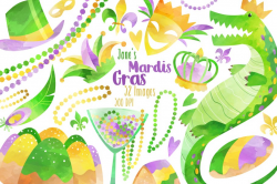 Watercolor Mardi Gras Clipart ~ Illustrations ~ Creative Market