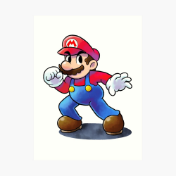 Mario (SSB4 Pose) - [\'MARIO & LUIGI RPG\' Style] | Art Print