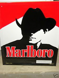 Vintage Marlboro Man Embossed Tin Sign | Marlboro man, Black ...