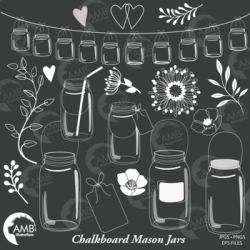 Mason Jar Clipart, Shabby Chic, Blackboard clipart, AMB-1821