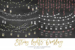 String Lights Clipart, Mason jar Chalkboard Party Lights