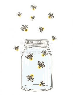 Sketchy hand drawn mason jar with Fireflies | Mason jar clip ...