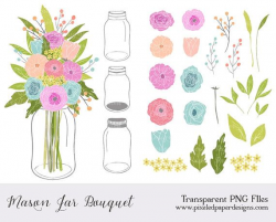 Mason Jar Flowers Clip art: \