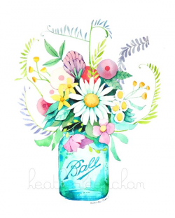 Mason Jar With Flowers Clipart | Free download best Mason ...