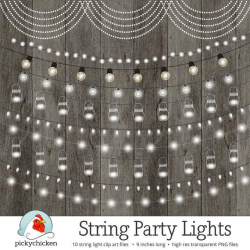 String Lights Clipart, Chalkboard Party Lights, Wedding ...