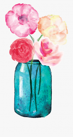 Flowers Clipart Mason Jar - Mason Jar Flower Watercolor ...
