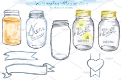 Watercolor Mason Jar Clipart