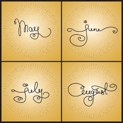 Set Handwritten Calligraphy Words May, June, July, premium clipart ...