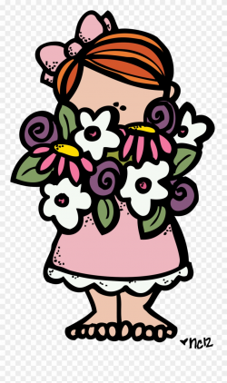 Educlips, Art Kids, May Arts, - Melonheadz Girl With Flowers - Png ...