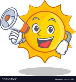 With megaphone cute sun character cartoon