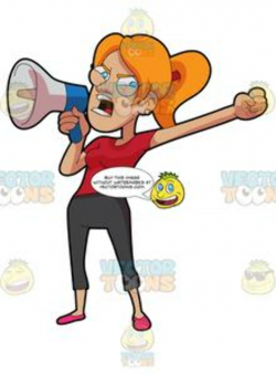 An Angry Woman Speaking On The Megaphone
